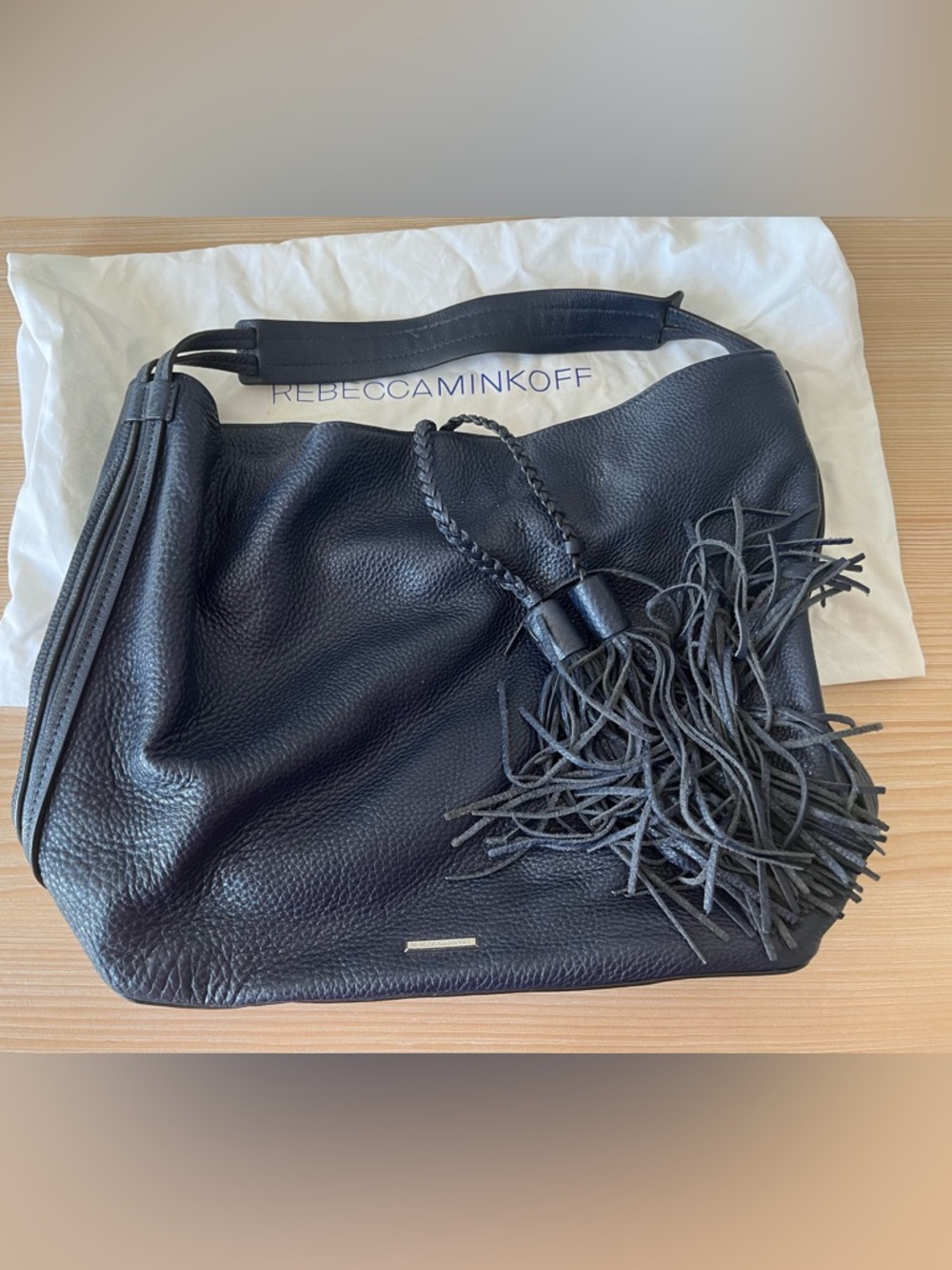 Rebecca Minkoff Blue Leather Hobo Bag with Tassel